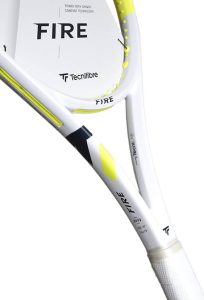 راکت تنیس Tecnifibre Fire 300 با فریم سفید و جزئیات زرد